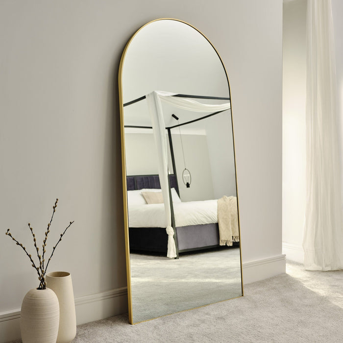 Ingham 180x90cm Full Length Arch Mirror -  Gold - Laura James