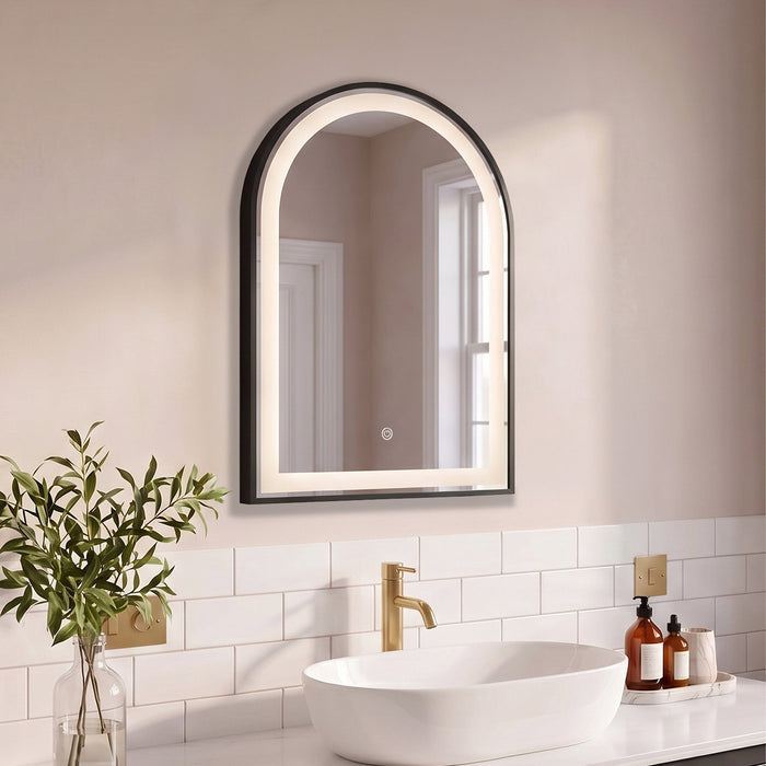 Ingham 65x45cm LED Arch Bathroom Mirror - Black - Laura James