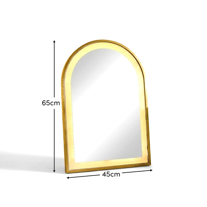 Ingham 65x45cm LED Arch Bathroom Mirror - Gold - Laura James