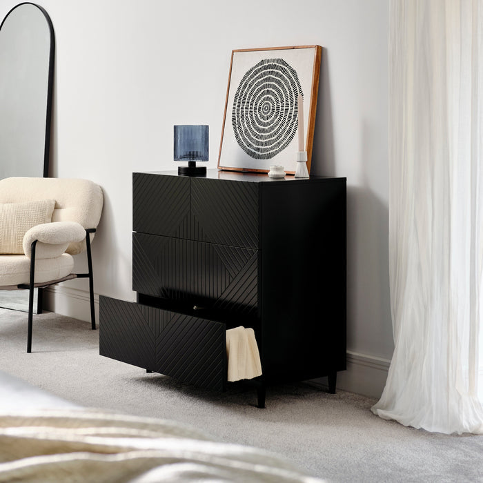 Jack 3 Chest of Drawers - Black - Laura James