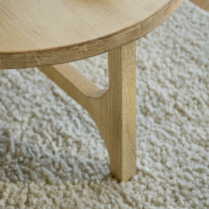 Jade Chalked Mango Wood Round Coffee Table - Laura James