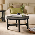 Jade Jet Black Mango Wood Round Coffee Table - Laura James