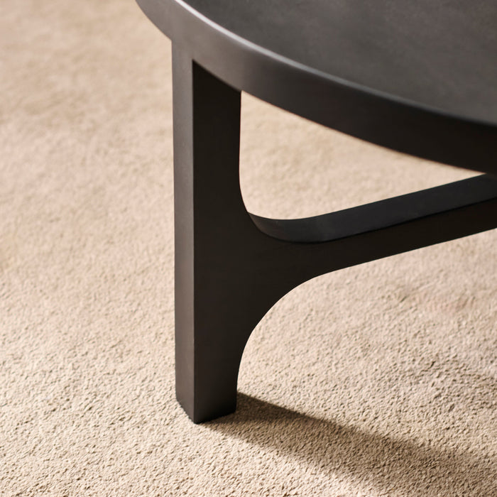 Jade Jet Black Mango Wood Round Coffee Table - Laura James