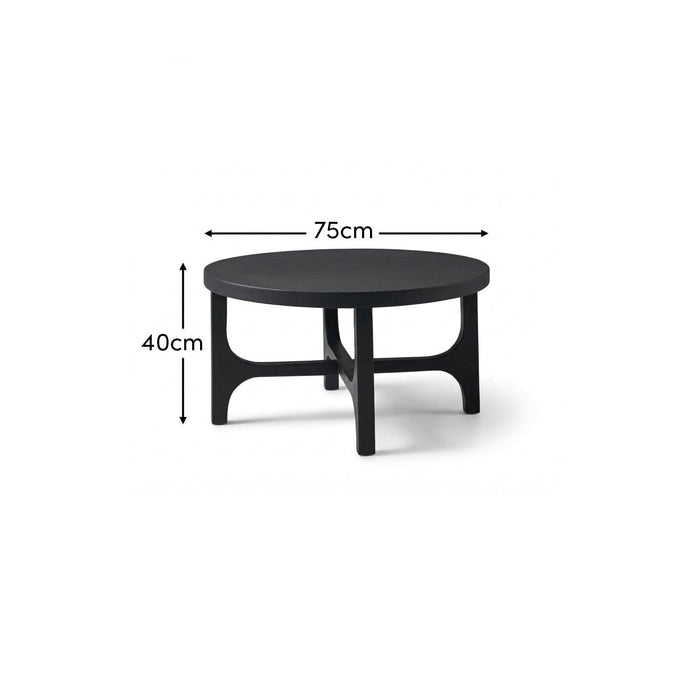 Black Mango Wood Round Coffee Table - Laura James