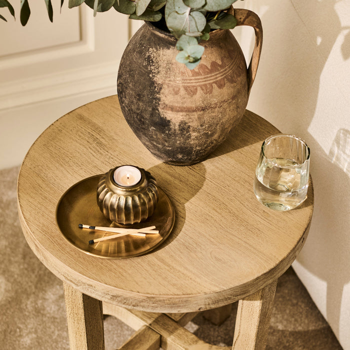 Jade Round Side Table - Chalked Mango Wood