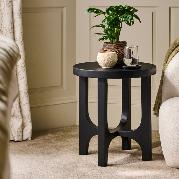 Jade Round Side Table - Jet Black Acacia - Laura James