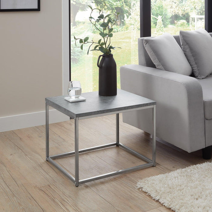 Jay coffee table and side table set - concrete effect and chrome - laura James
