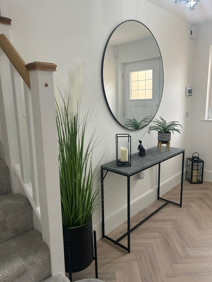 Jay Concrete Effect Console Table - Black Legs - Laura James