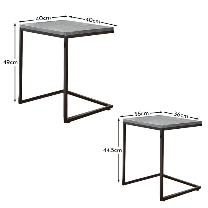 Jay Concrete Nest of Tables - Black Frame