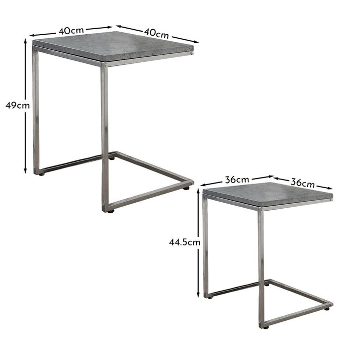 Jay Concrete Nest of Tables - Chrome Frame
