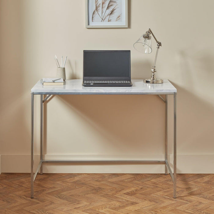 Jay desk - marble effect and chrome - Laura James