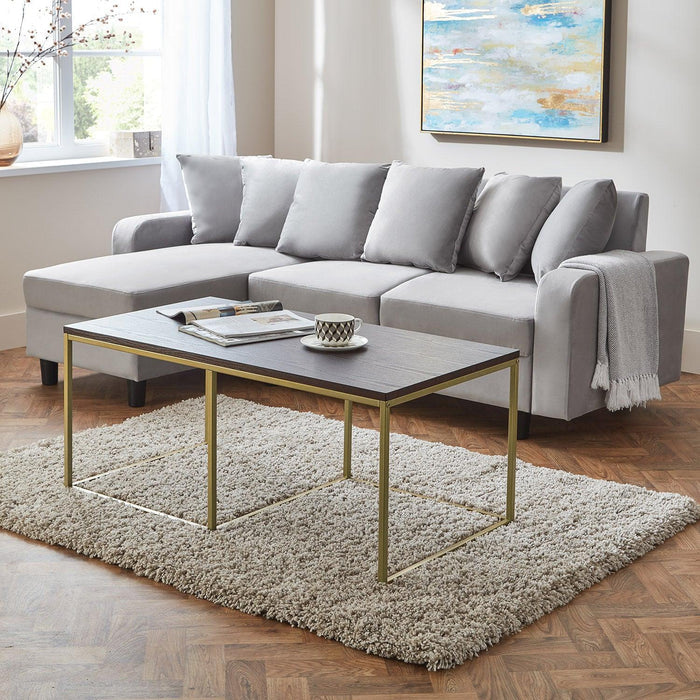 Jay coffee table and side table set - walnut effect and gold - Laura James