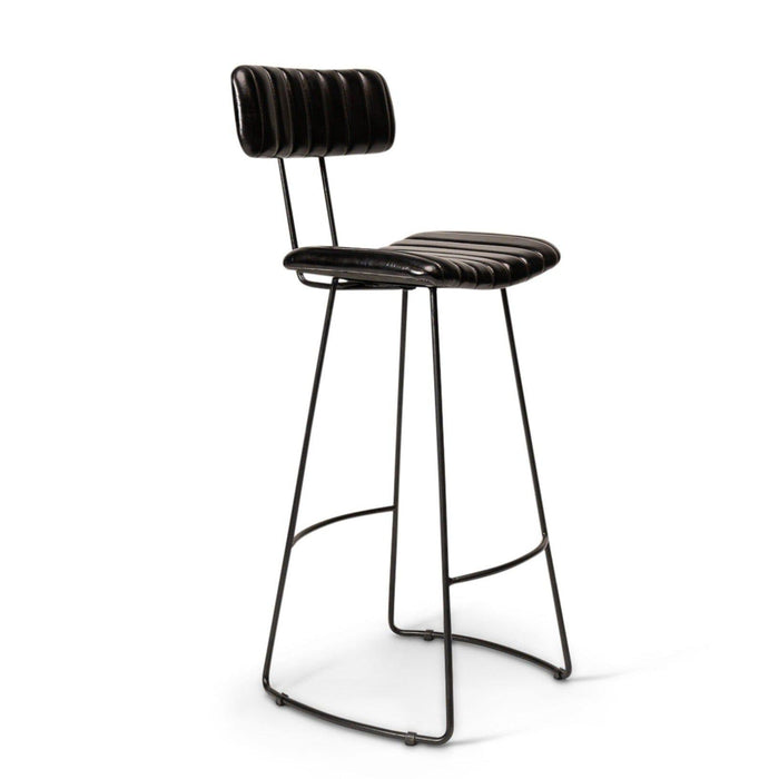 Jayden Black Backed Leather Bar Stool