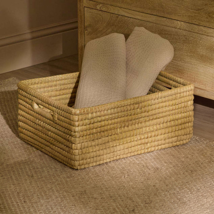 Kalna 45x35cm Rectangular Sea Grass Basket - Natural - Laura James