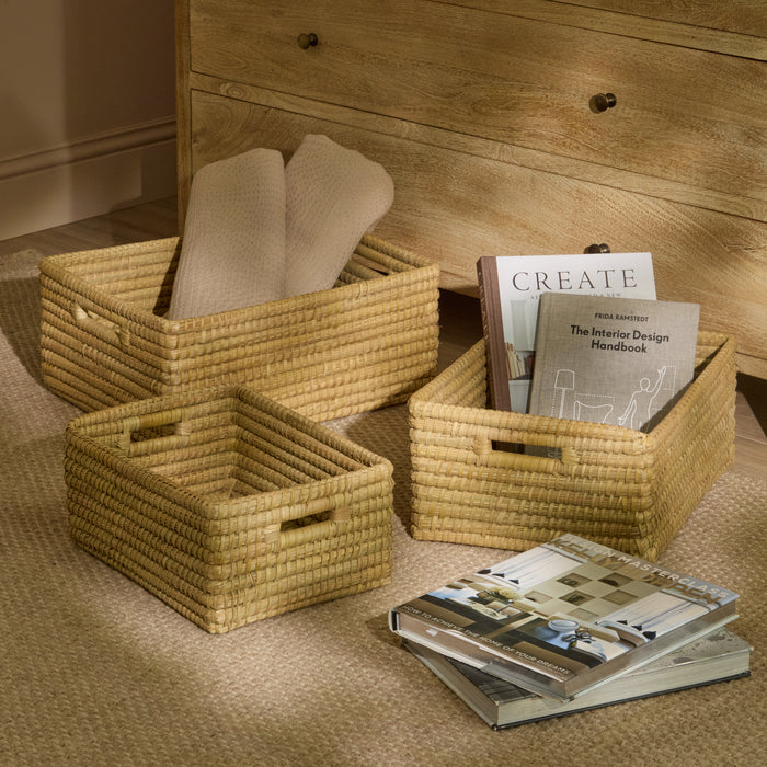 Kalna 45x35cm Rectangular Sea Grass Basket - Natural - Laura James