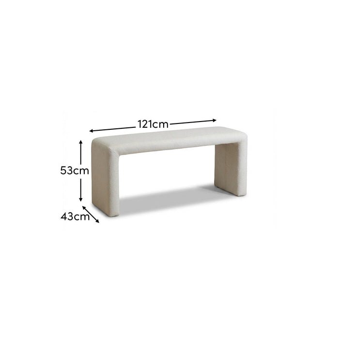 Kamiko Dining Bench - Chalk White Boucle - Laura James