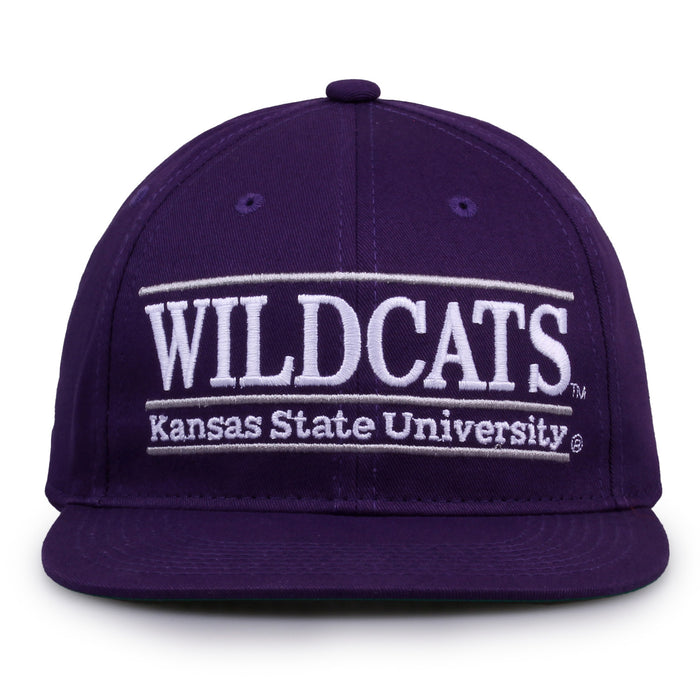 Kansas State Retro Bar snapback hat in purple, front view