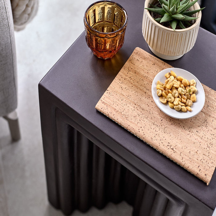 Karasi Concrete Rectangular Side Table - Black - Laura james