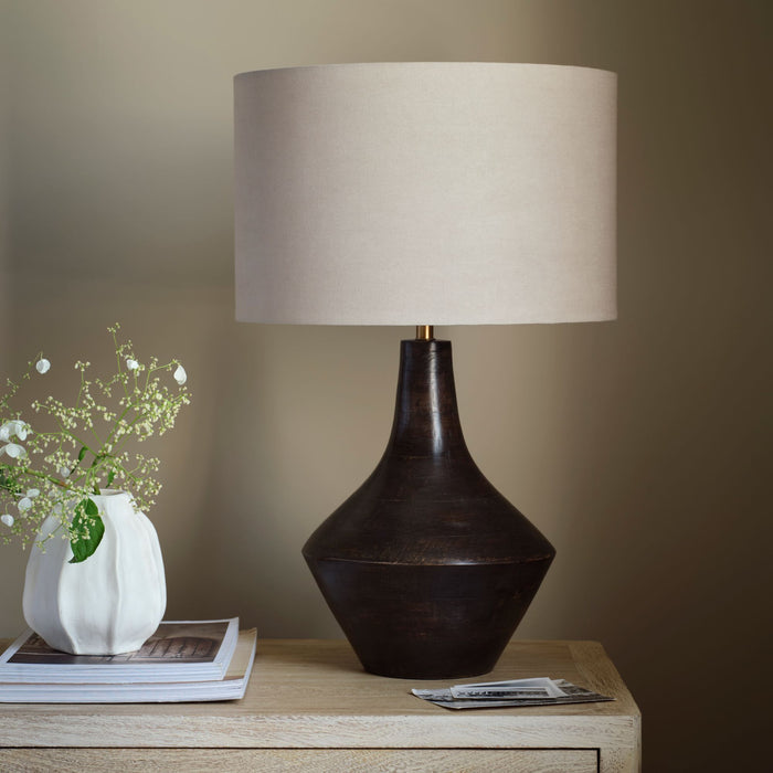 Kargil 31cm Wooden Lamp Base - Coffee Brown Mango Wood - Laura James