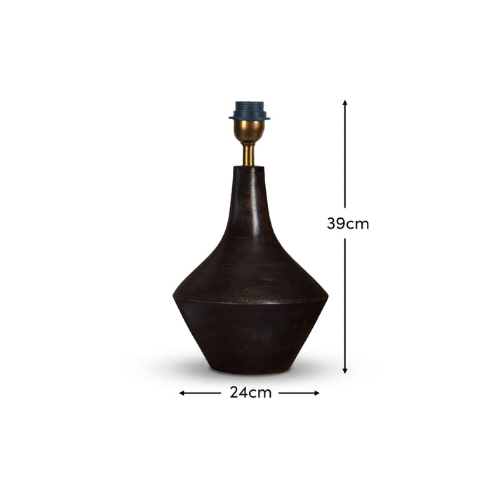 Kargil 31cm Wooden Lamp Base - Coffee Brown Mango Wood - Laura James