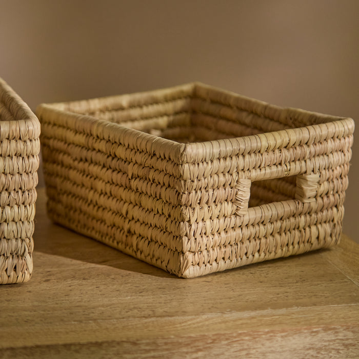 Kasheli 20x15cm Rectangular Basket - Natural Date Leaf - Laura James