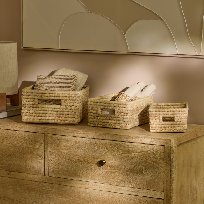 Kasheli 20x15cm Rectangular Basket - Natural Date Leaf - Laura James