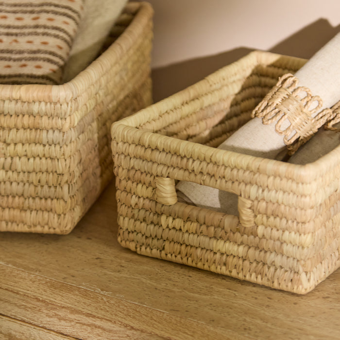 Kasheli 20x15cm Rectangular Basket - Natural Date Leaf - Laura James