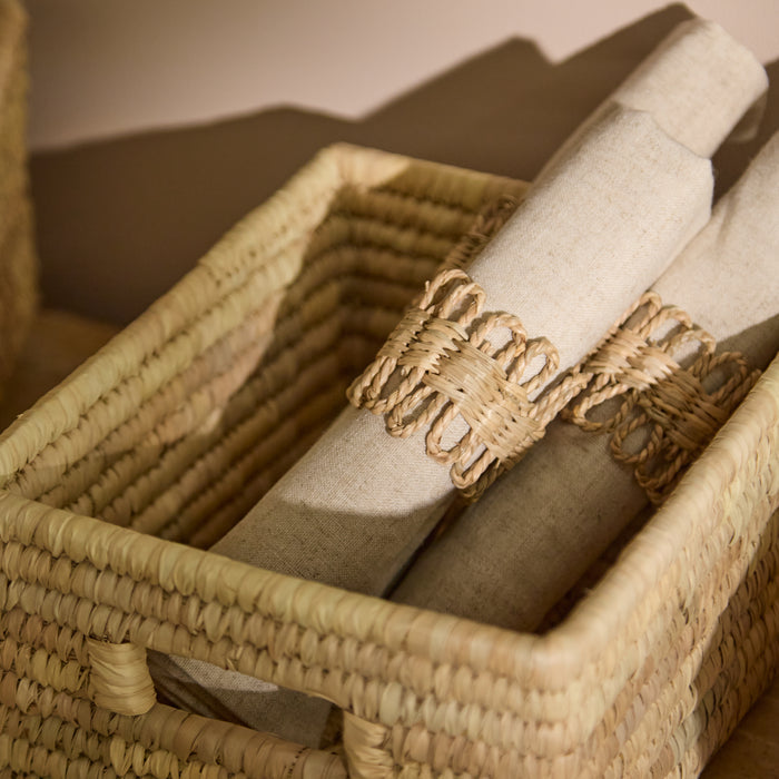 Kasheli 20x15cm Rectangular Basket - Natural Date Leaf - Laura James