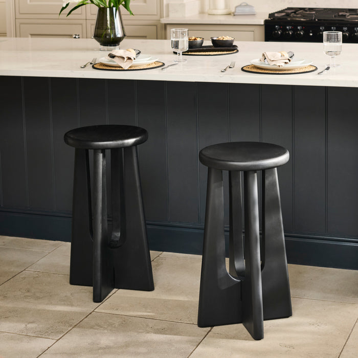 Kehlani Jet Black Mango Wood Bar Stool - Laura James