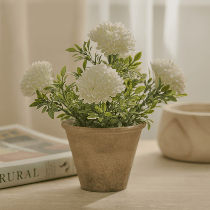 Kew 23cm Chrysanthemum In Paper Mache Pot - Laura James