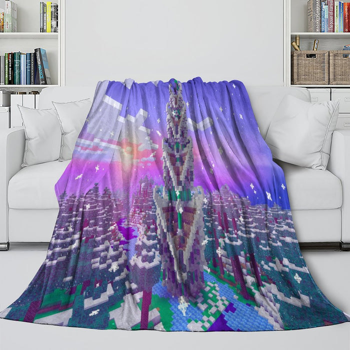 Kids Room Minecraft Blanket Flannel Pattern Throw