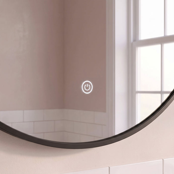 Kimbridge 90cm LED Round Bathroom Mirror - Black - Laura James