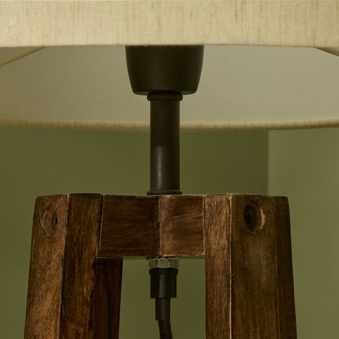 Konduru 150cm Floor Lamp Base - Natural Fabric and Darkened Mango Wood - Laura James