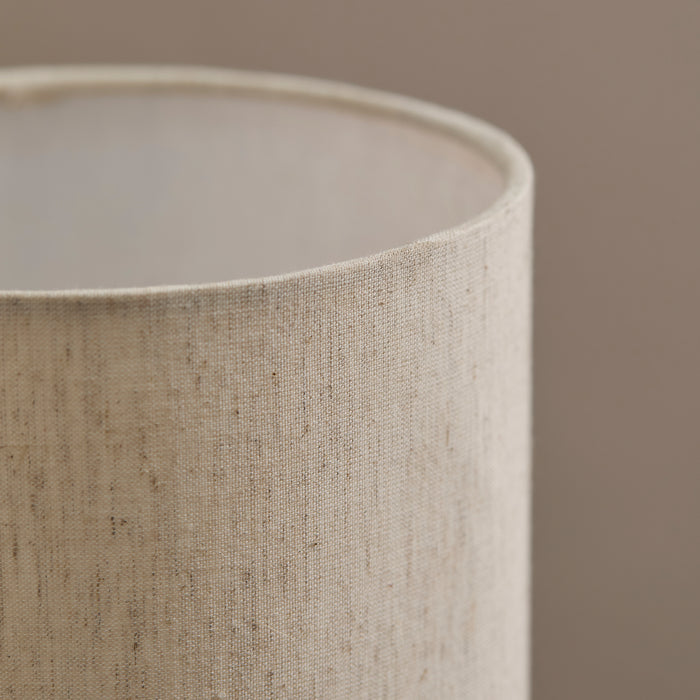 Konduru 30cm Table Lamp - Natural Fabric and Darkened Mango Wood - Laura James