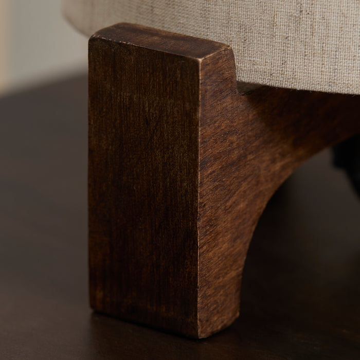 Konduru 30cm Table Lamp - Natural Fabric and Darkened Mango Wood - Laura James
