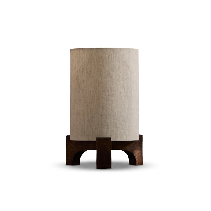 Konduru 30cm Table Lamp - Natural Fabric and Darkened Mango Wood - Laura James