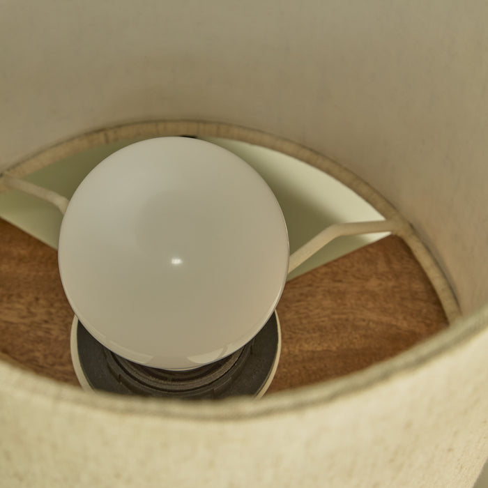 Konduru 30cm Table Lamp - Natural Fabric and Natural Mango Wood - Laura James