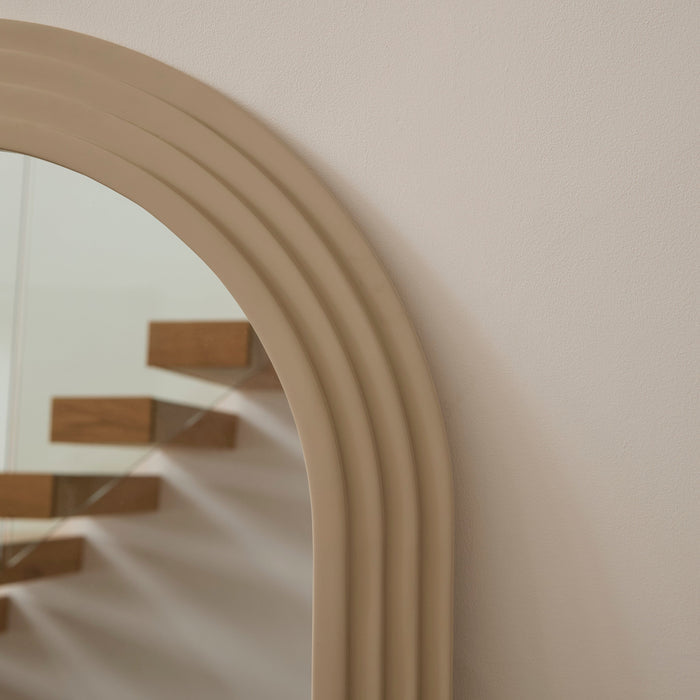 Kubu 90 x 77cmWooden Arch Mirror - Taupe - Laura James
