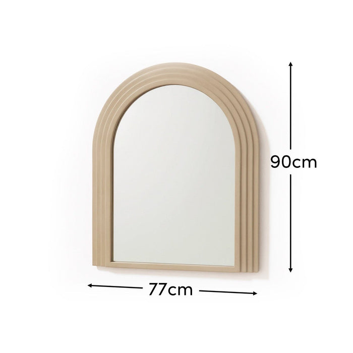 Kubu 90 x 77cmWooden Arch Mirror - Taupe - Laura James