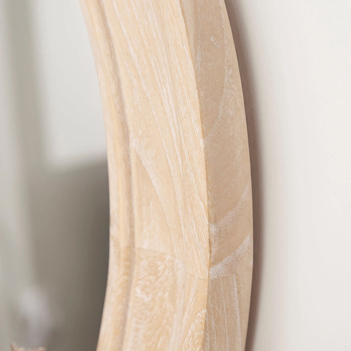 Langton 75cm Wooden Round Mirror - Whitewash - Laura James