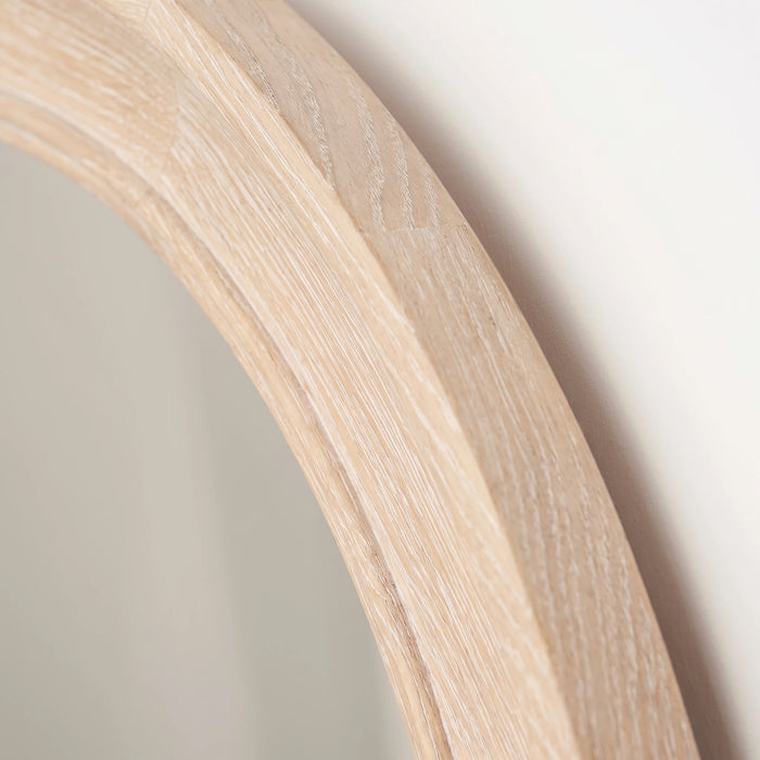Langton 75cm Wooden Round Mirror - Whitewash - Laura James