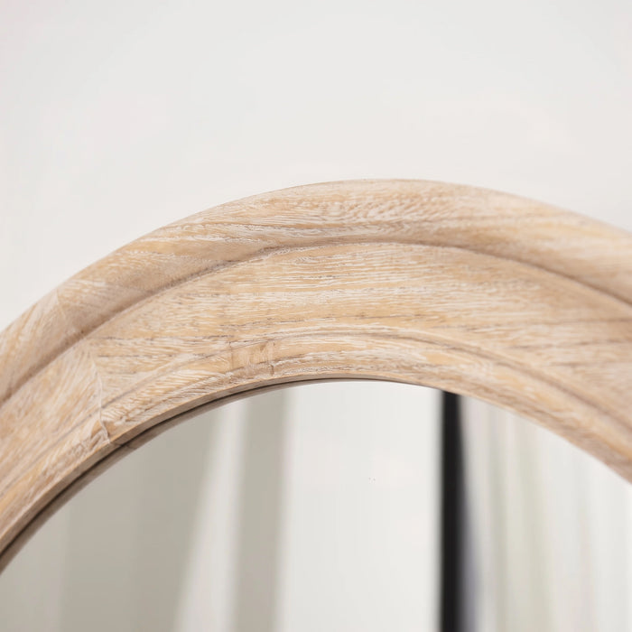Langton 75cm Wooden Round Mirror - Whitewash - Laura James