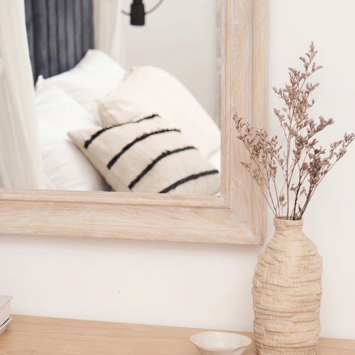 Langton 90x80cm Wooden Arch Wall Mirror - Whitewash - Laura James