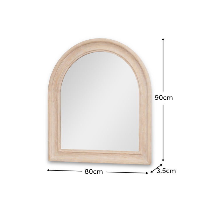 Langton 90x80cm Wooden Arch Wall Mirror - Whitewash - Laura James