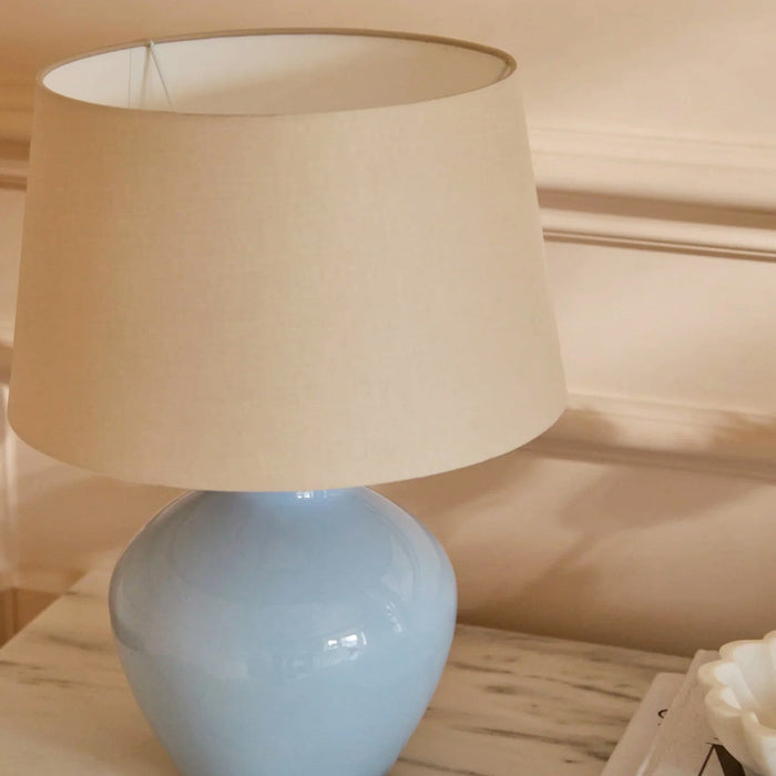 Launton 27cm Ceramic Lamp Base & Coningsby Taupe Cotton Lampshade - 30cm - Laura James