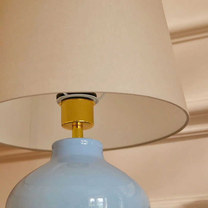 Launton 27cm Ceramic Lamp Base & Coningsby Taupe Cotton Lampshade - 30cm - Laura James
