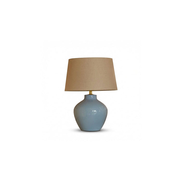 Launton 27cm Ceramic Lamp Base with Coningsby Taupe Shade - 30cm - Laura James