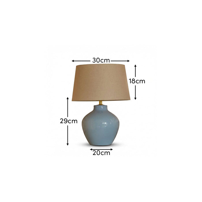 Launton 27cm Ceramic Lamp Base with Coningsby Taupe Shade - 30cm - Laura James