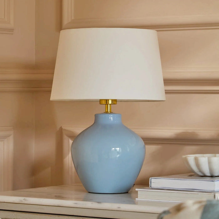 Launton 27cm Ceramic Lamp Base & Coningsby White Lampshade - 30cm - Laura James