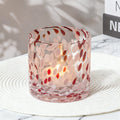 Lazio 10cm Glass Candle Holder - Paprika & Blush Pink Confetti - Laura James